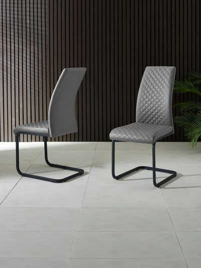 Xavier Grey Upholstered Cantilever Dining Chairs (Set of 4)
