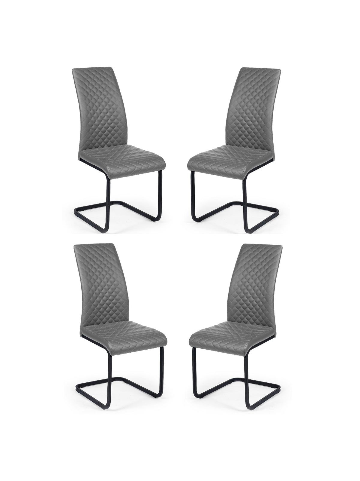 Xavier Grey Upholstered Cantilever Dining Chairs (Set of 4)