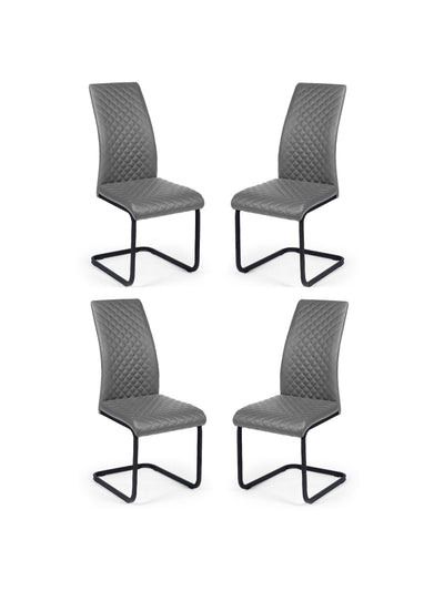 Xavier Grey Upholstered Cantilever Dining Chairs (Set of 4)