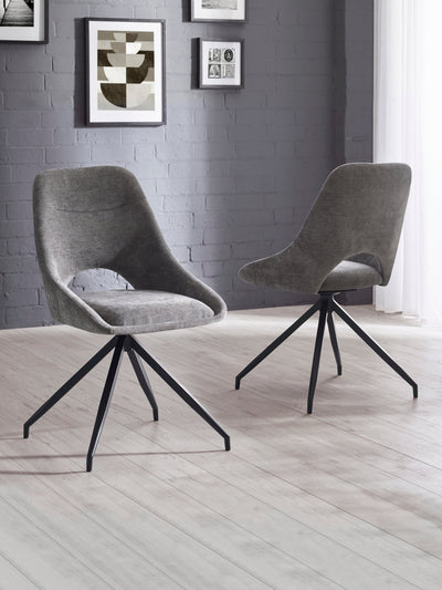 Jonah Grey Chenille Upholstered Dining Chairs (Set of 2) – Julian Bowen, view 11