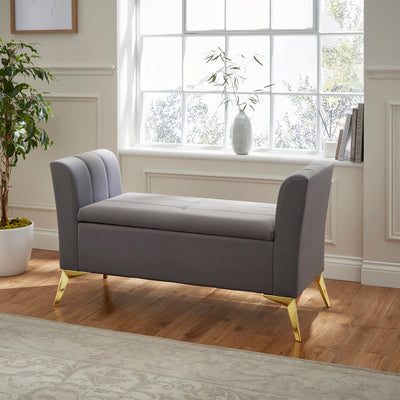 Pettine Ottoman Storage Bench Grey – GFW, view 2