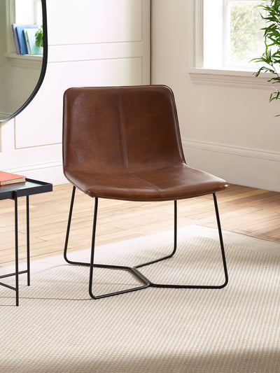 Joren Tan Brown PU Leather Lounge Chair – Julian Bowen, view 9