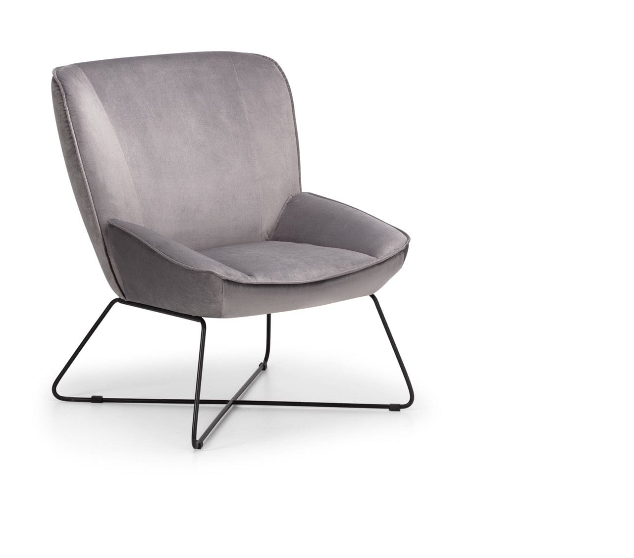Julian Bowen Accent Chair Mila Velvet Accent Chair With Stool - Grey Bed Kings