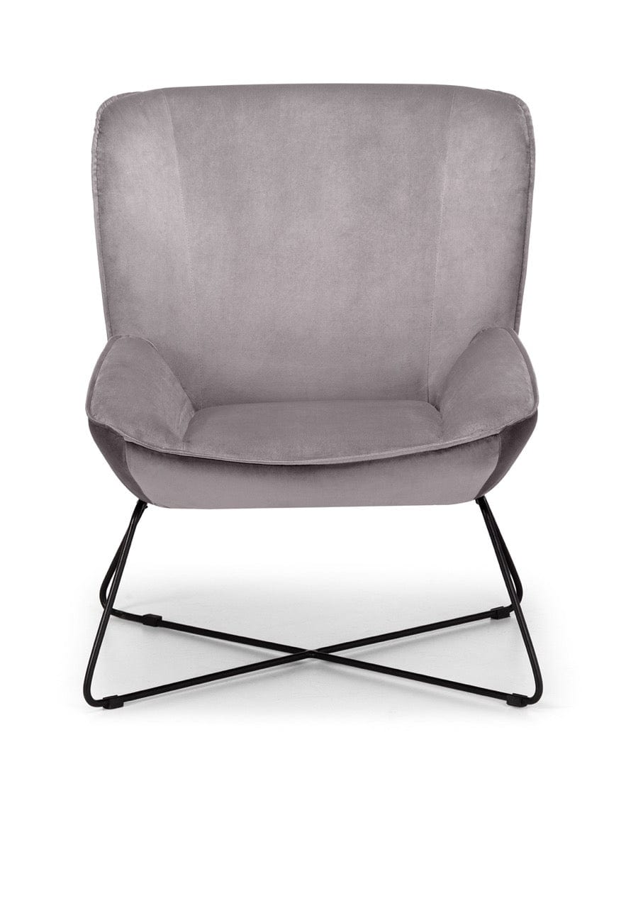 Julian Bowen Accent Chair Mila Velvet Accent Chair With Stool - Grey Bed Kings