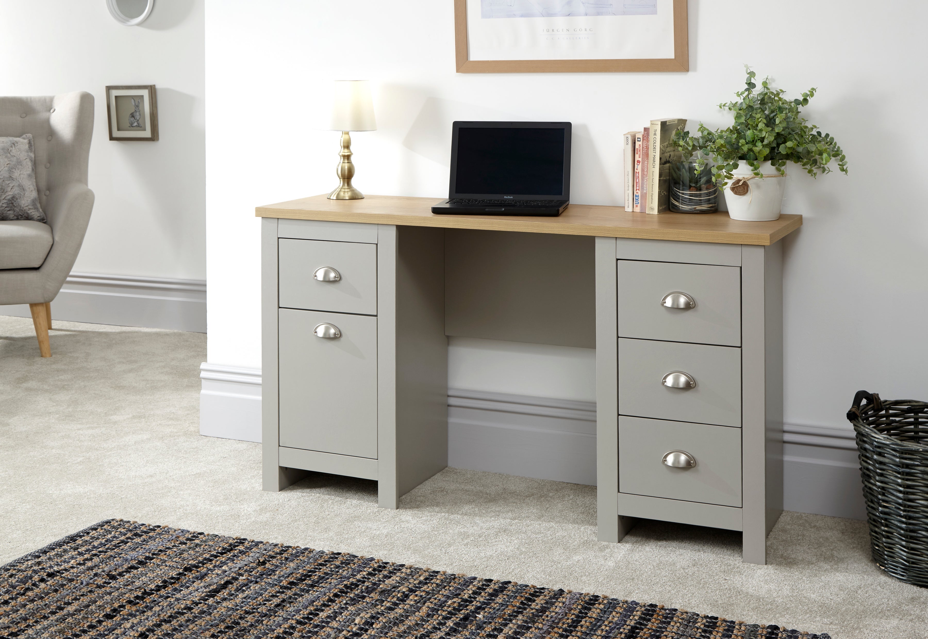 Lancaster Study Desk Grey – GFW, view 2