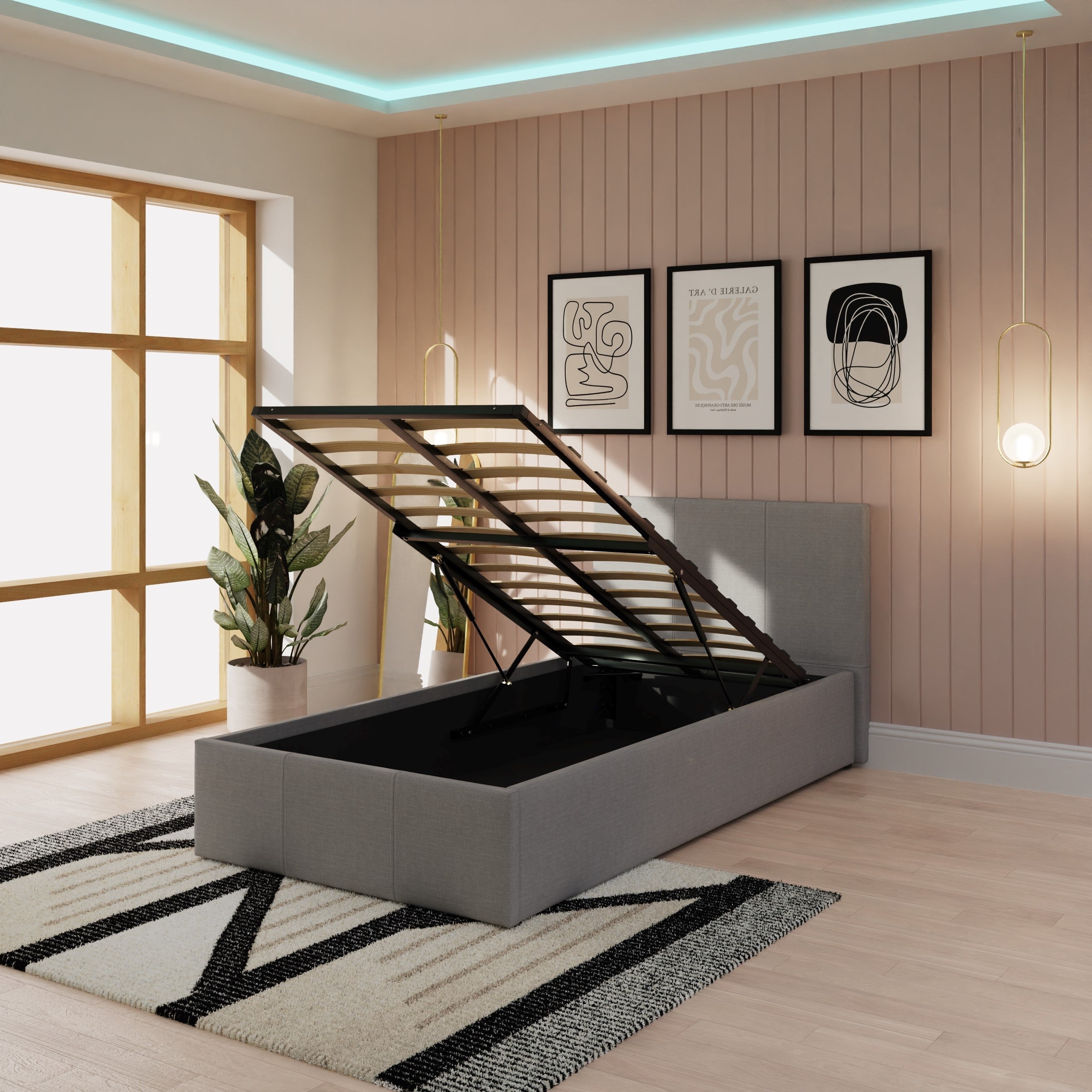 End Lift Ottoman Bed Grey – GFW, view 3