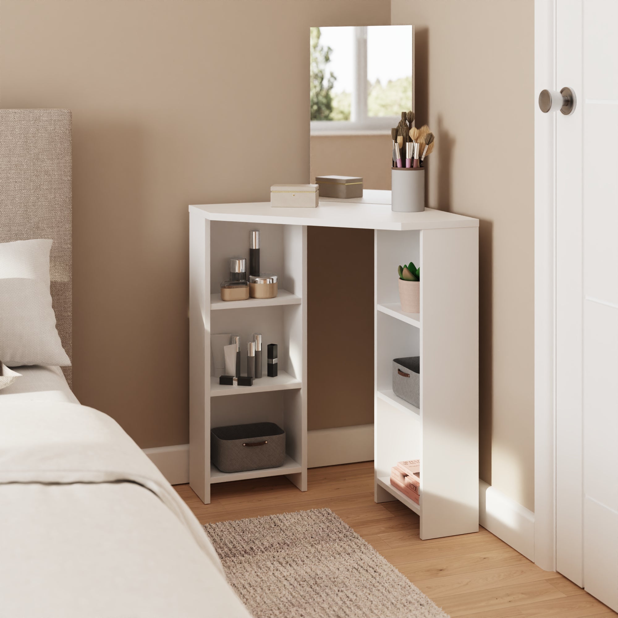 Frances Corner Dressing Table White – GFW, view 2