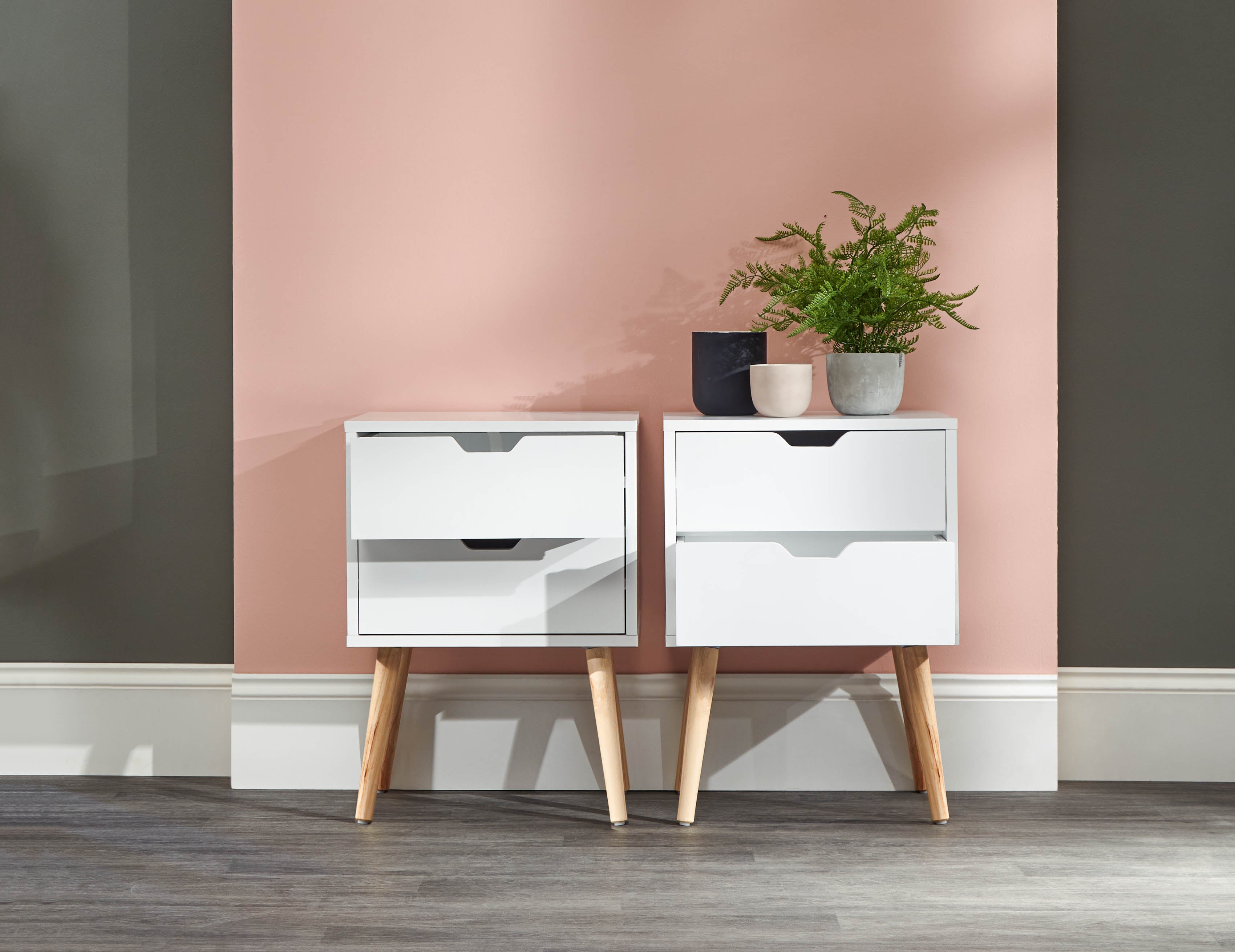 Nyborg Pair Of 2 Drawer Bedsides – White