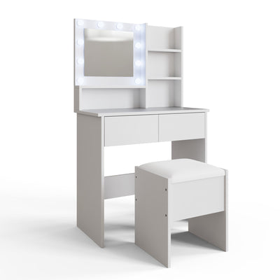 Eva Dressing Table With Stool White – GFW