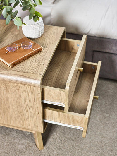 Ingrid 2 Drawer Bedside Oak – Julian Bowen, view 7