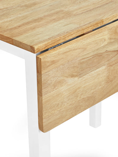 Linwood White and Oak 75cm Drop Leaf Square Extending Dining Table – Julian Bowen, view 5