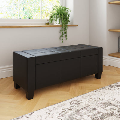Verona Ottoman Bench Black  Pu – GFW, view 4