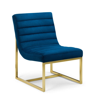 Julian Bowen Armchair Bellagio Velvet Chair - Blue & Gold Bed Kings