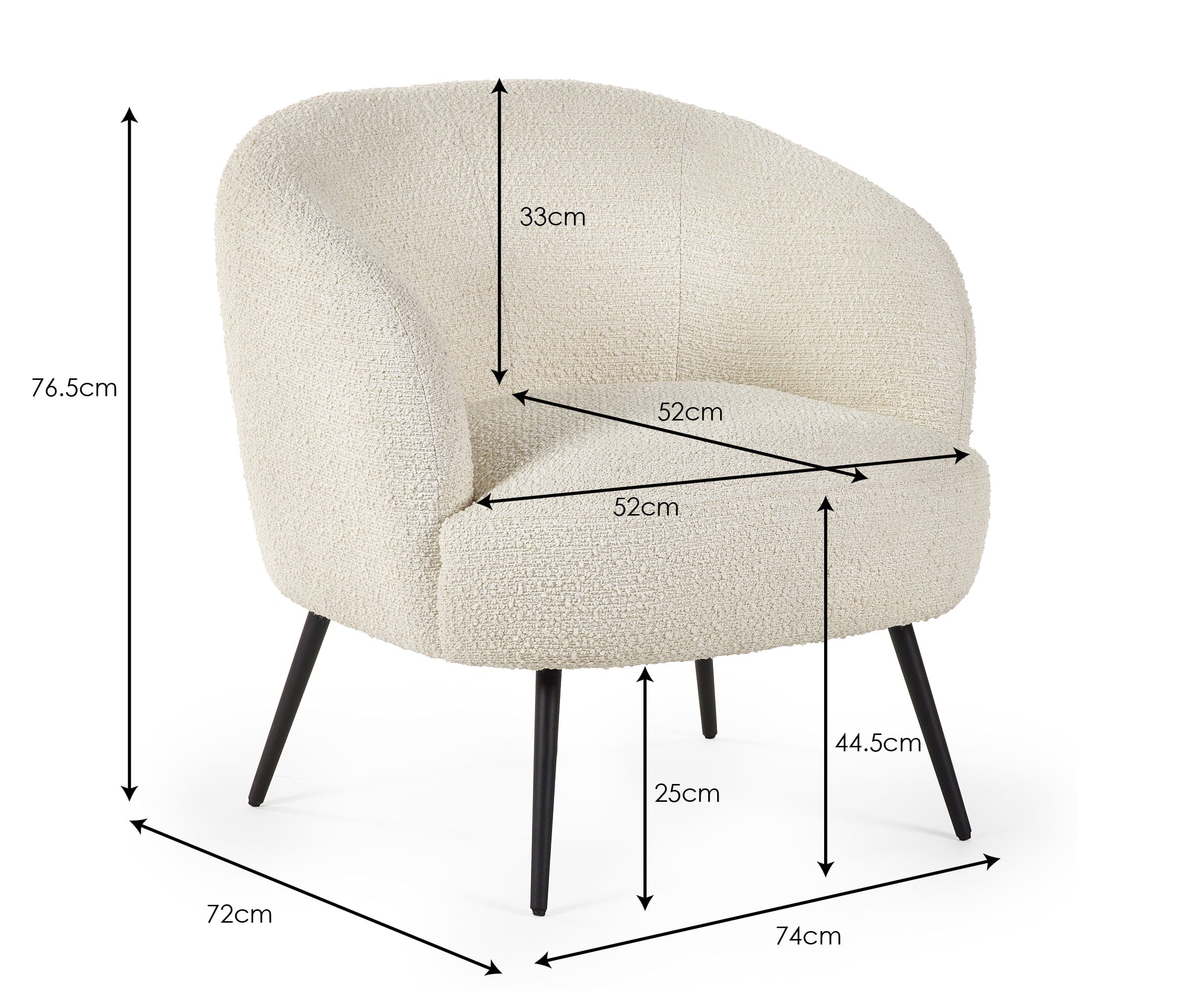 Gigi Boucle Accent Chair - Ivory – Julian Bowen, view 4