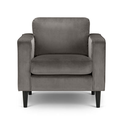 Hayward Velvet Armchair - Grey – Julian Bowen, view 2