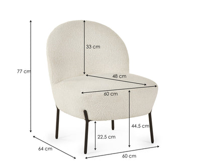 Lulu Boucle Accent Chair - Ivory – Julian Bowen, view 4