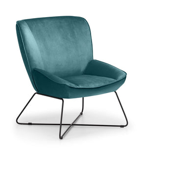 Julian Bowen Armchair Mila Velvet Accent Chair With Stool - Teal Bed Kings