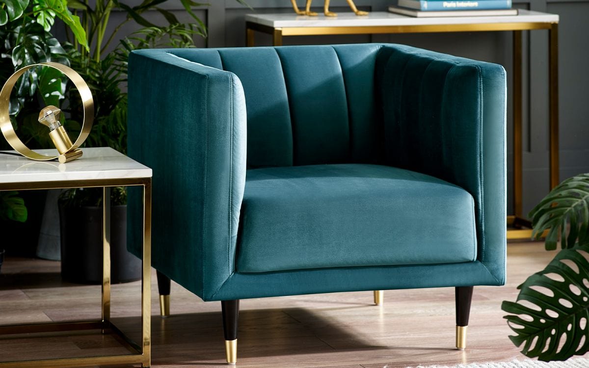Salma Scalloped Back Chair - Teal – Julian Bowen, view 2