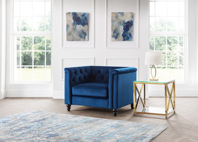 Julian Bowen Armchair Sandringham Chair - Blue Velvet Bed Kings