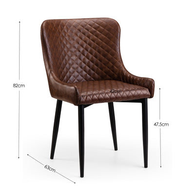 Brooklyn Oak Round Table & 4 Luxe Brown Chairs