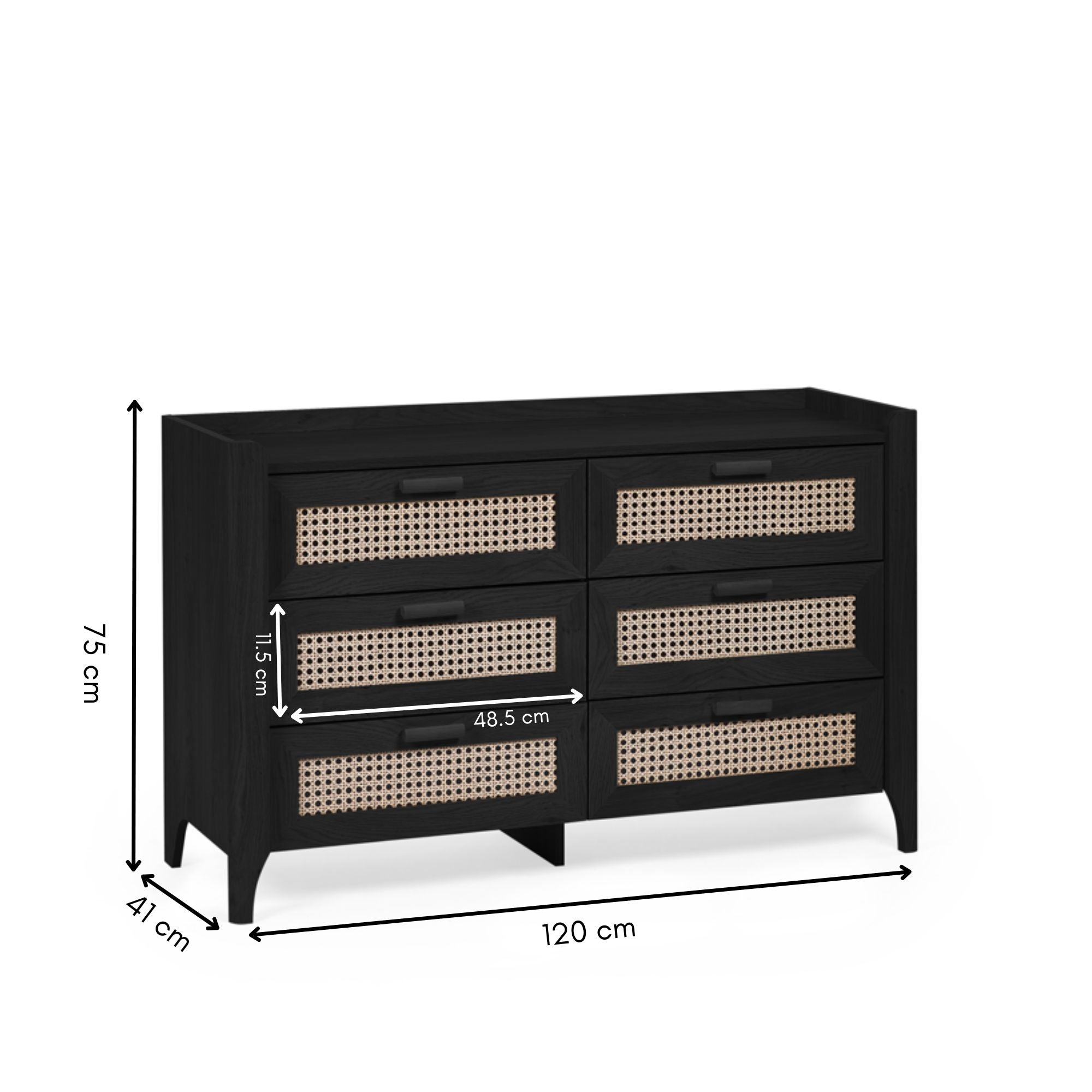 Sydney 6 Drawer Wide Chest - Black Ash – Julian Bowen, view 5