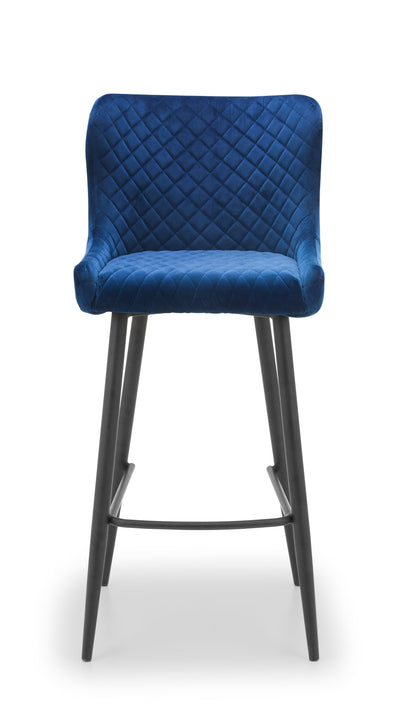 Luxe Velvet Bar Stool - Blue – Julian Bowen, view 2