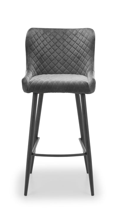 Luxe Velvet Bar Stool - Grey – Julian Bowen, view 2