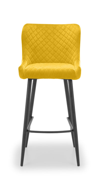 Luxe Velvet Bar Stool - Mustard – Julian Bowen, view 2