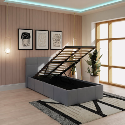 End Lift Ottoman Bed Grey Leather – GFW, view 12