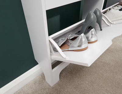Narrow 6 Drawer Shoe Cabinet – White