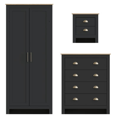 Lancaster 3 Piece Bedroom Set Black – GFW