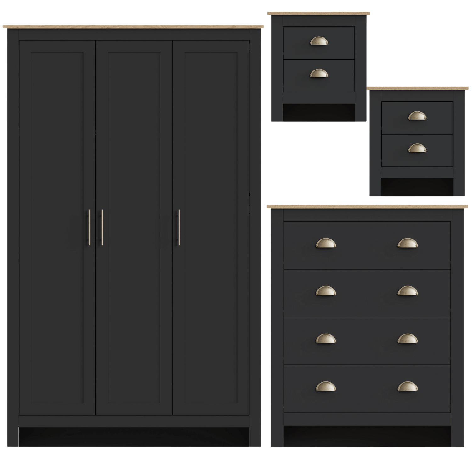 Lancaster 4 Piece Bedroom Set Black – GFW