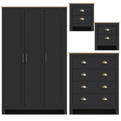 Lancaster 4 Piece Bedroom Set Black – GFW