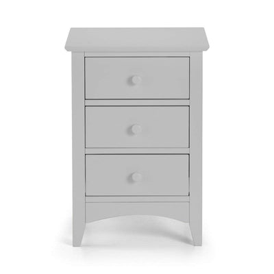 Julian Bowen Bedside Cabinet Cameo 3 Drawer Bedside - Dove Grey Bed Kings