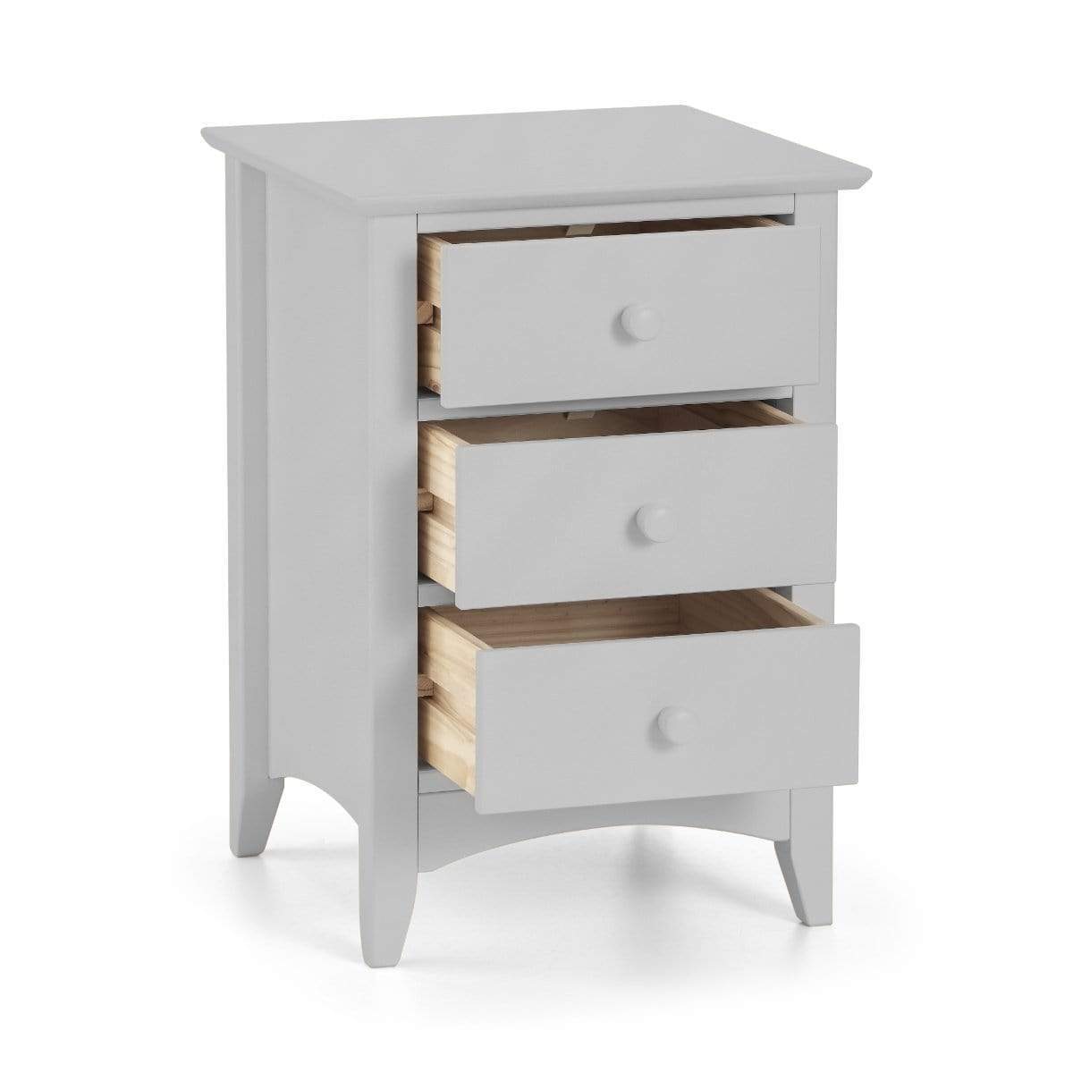 Julian Bowen Bedside Cabinet Cameo 3 Drawer Bedside - Dove Grey Bed Kings