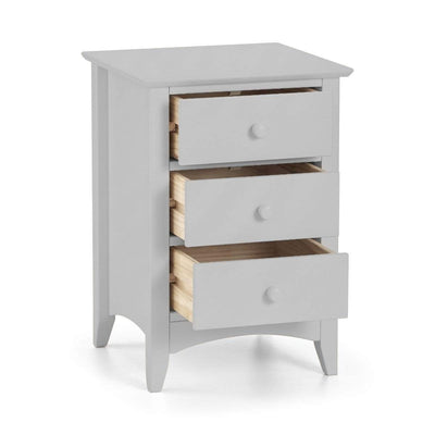 Julian Bowen Bedside Cabinet Cameo 3 Drawer Bedside - Dove Grey Bed Kings