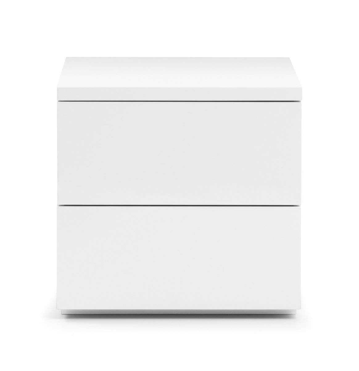 Julian Bowen Bedside Cabinet Monaco 2 Drw Bedside - White Gloss Bed Kings