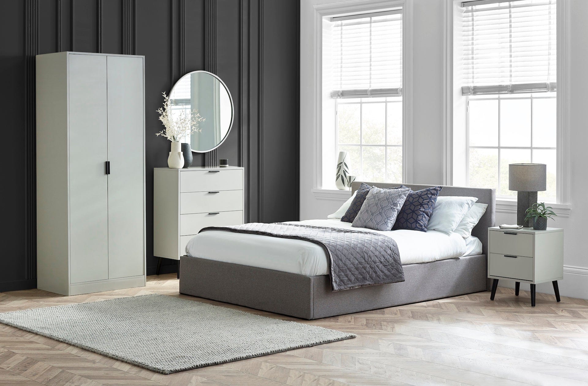 Alba 2 Drawer Bedside - Silk Grey – Julian Bowen, view 3