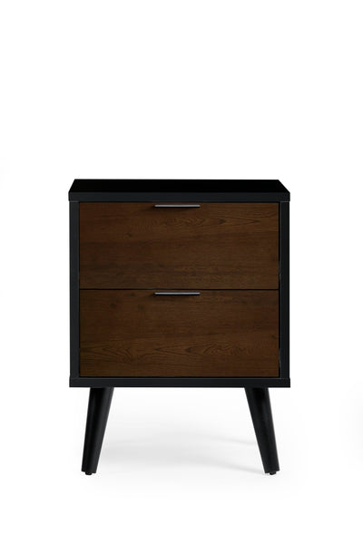 Alba 2 Drawer Bedside - Walnut/Black – Julian Bowen, view 3