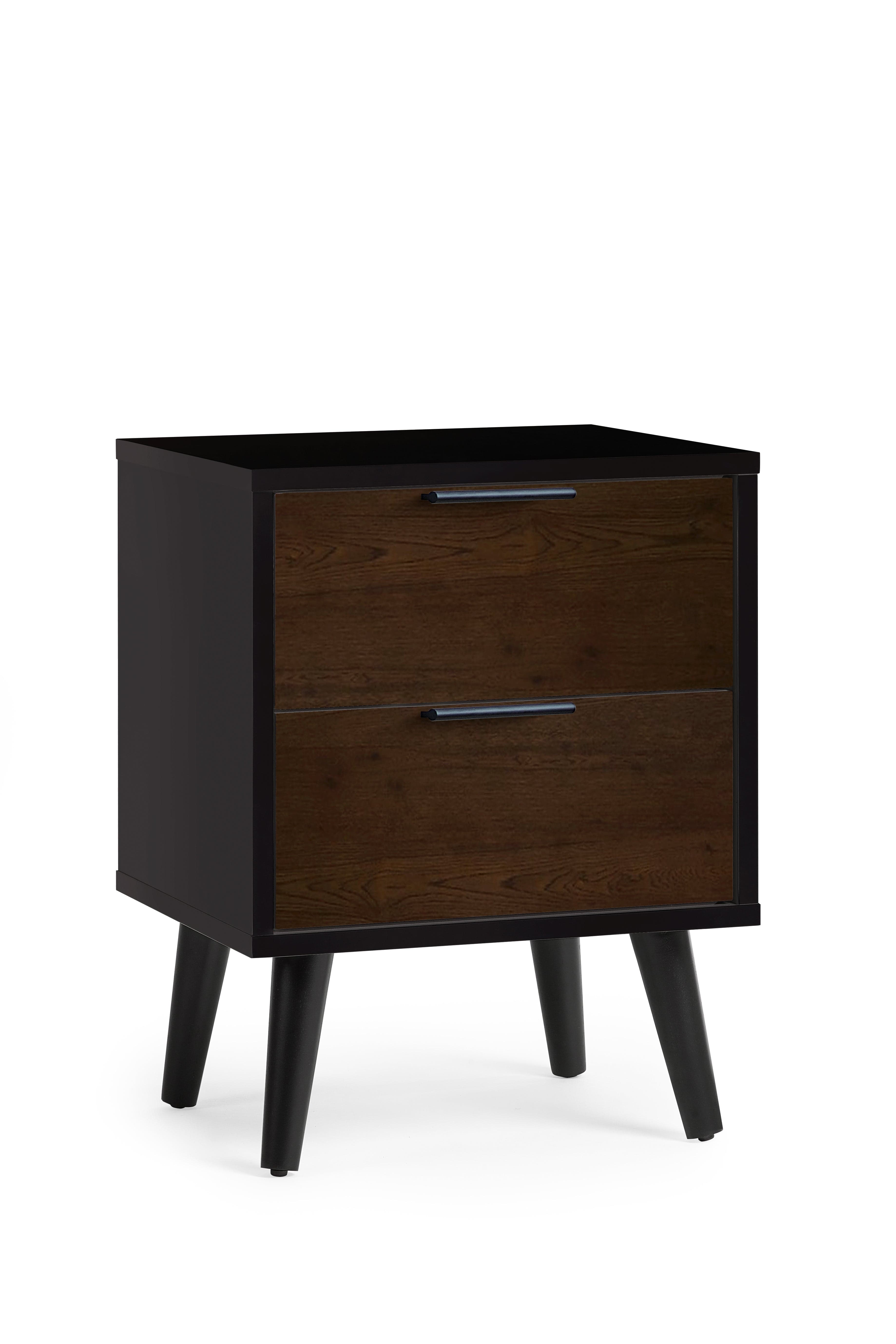 Alba 2 Drawer Bedside - Walnut/Black – Julian Bowen
