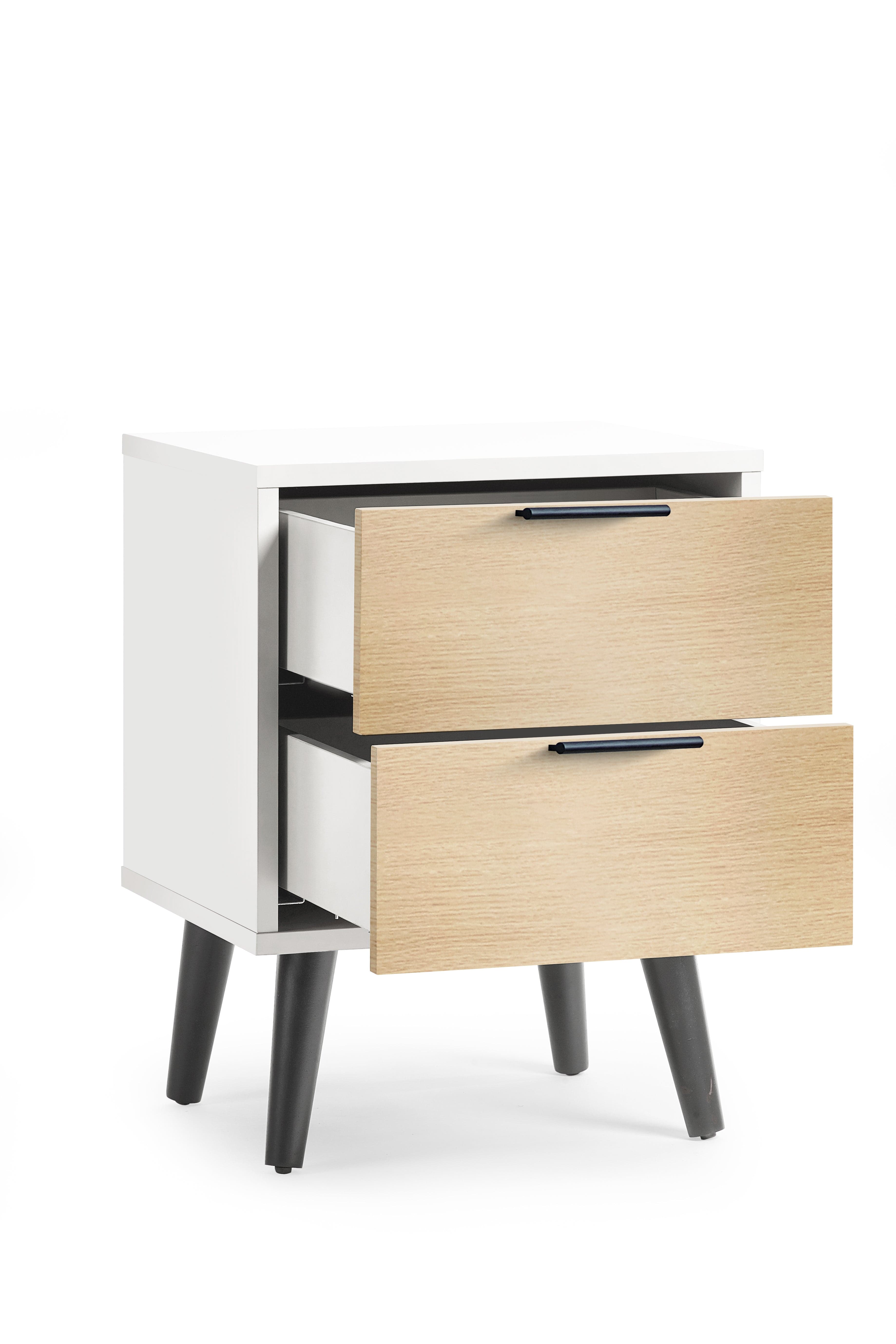 Alba 2 Drawer Bedside - White/Oak – Julian Bowen, view 2