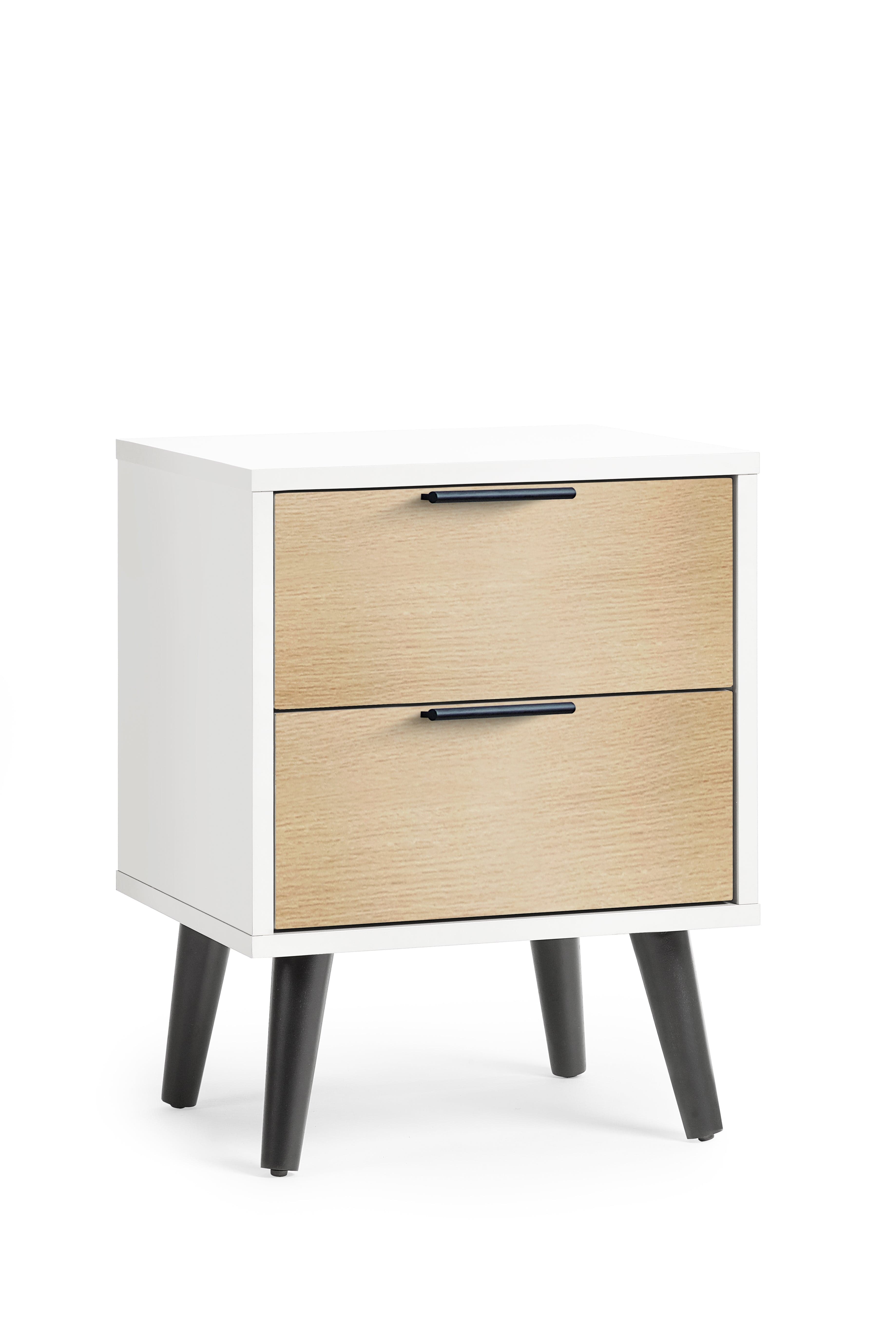 Alba 2 Drawer Bedside - White/Oak – Julian Bowen