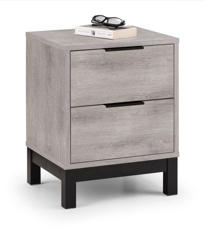 Bali 2 Drawer Bedside - Grey Oak – Julian Bowen, view 2