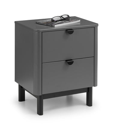Chloe 2 Drawer Bedside - Storm Grey/Black – Julian Bowen