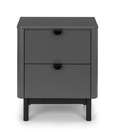 Chloe 2 Drawer Bedside - Storm Grey/Black – Julian Bowen, view 3