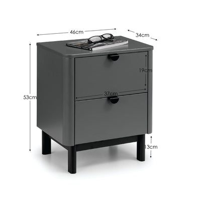 Chloe 2 Drawer Bedside - Storm Grey/Black – Julian Bowen, view 4