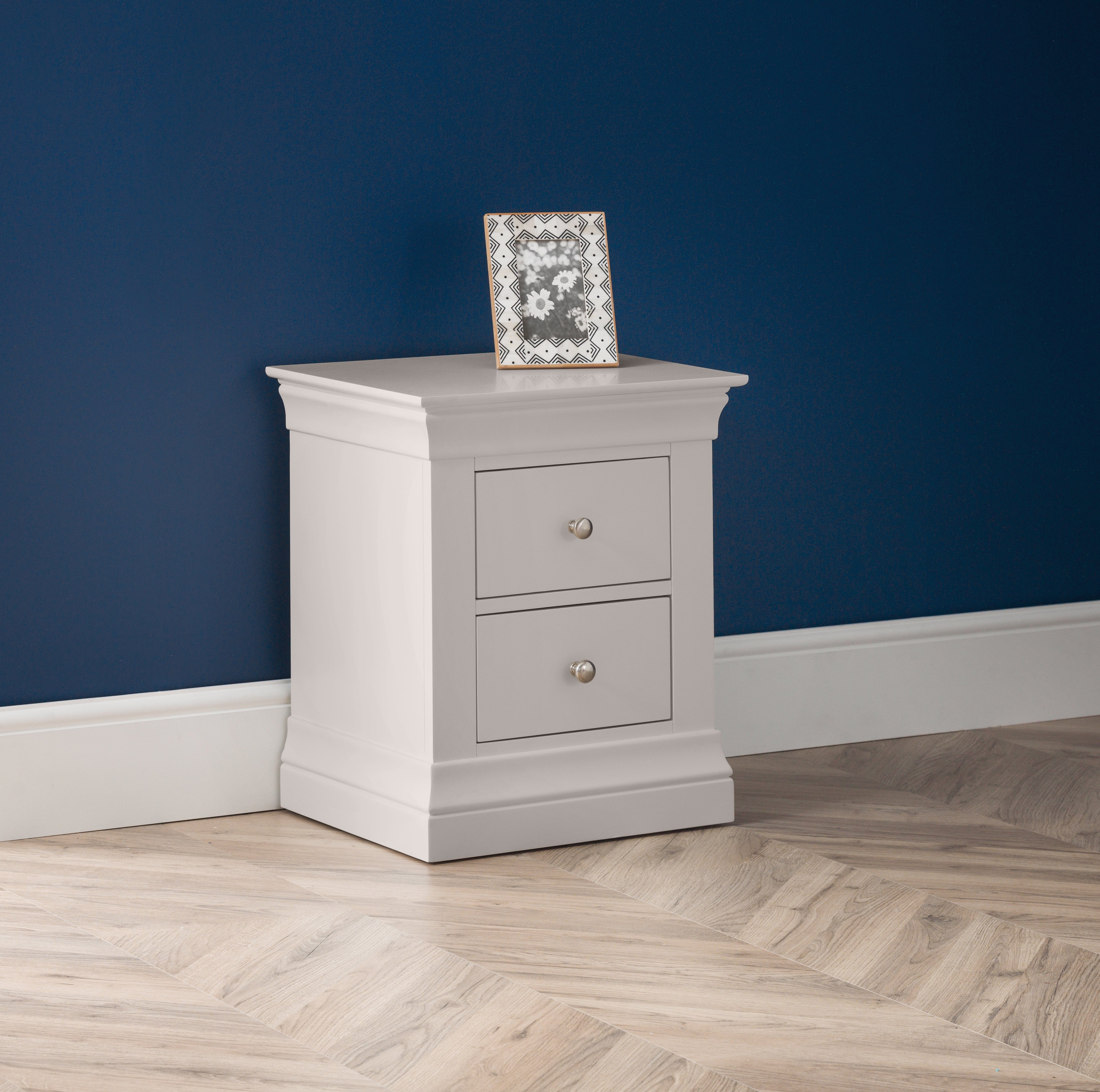 Clermont 2 Drawer Bedside - Light Grey – Julian Bowen, view 2