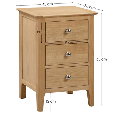 Cotswold 3 Drawer Bedside Cabinet – Julian Bowen, view 3