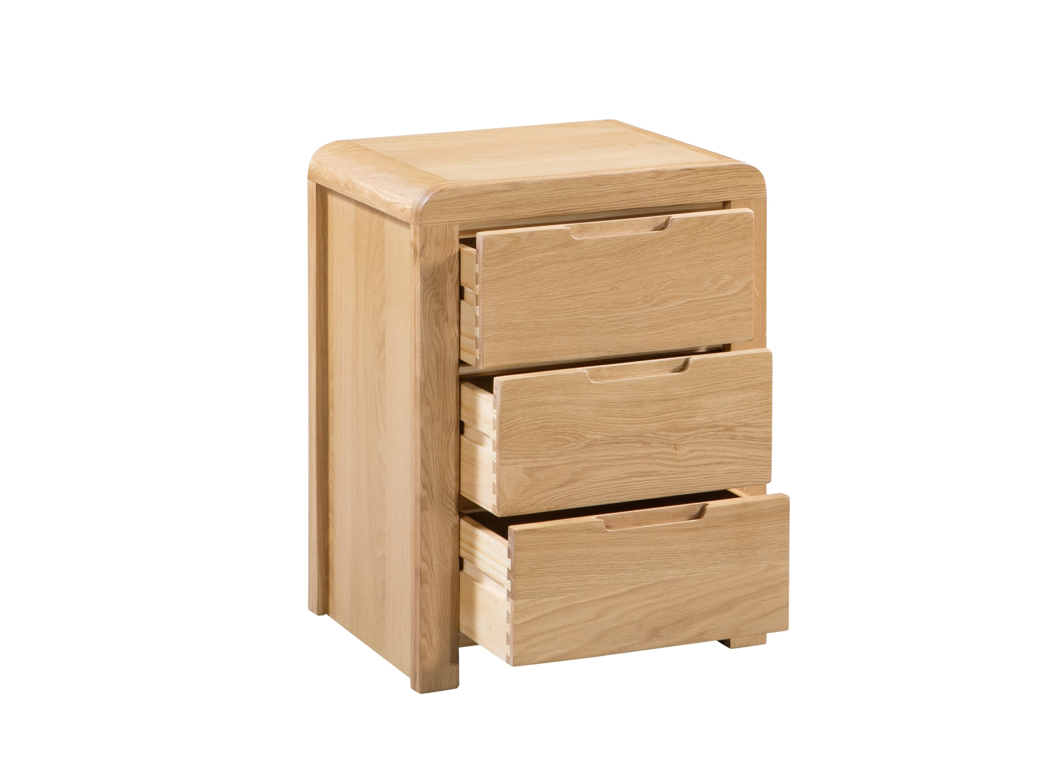 Curve Oak 3 Drawer Bedside – Julian Bowen, view 2
