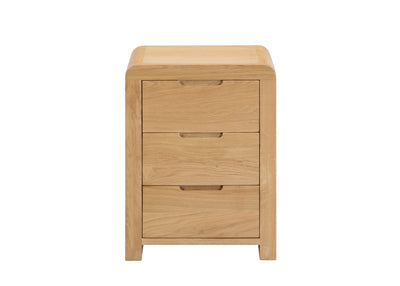 Curve Oak 3 Drawer Bedside – Julian Bowen, view 3